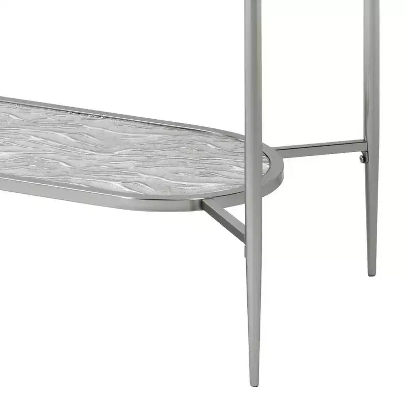 Glass Console Sofa Table, Chrome Finish, 48"L x 16"W x 30"H