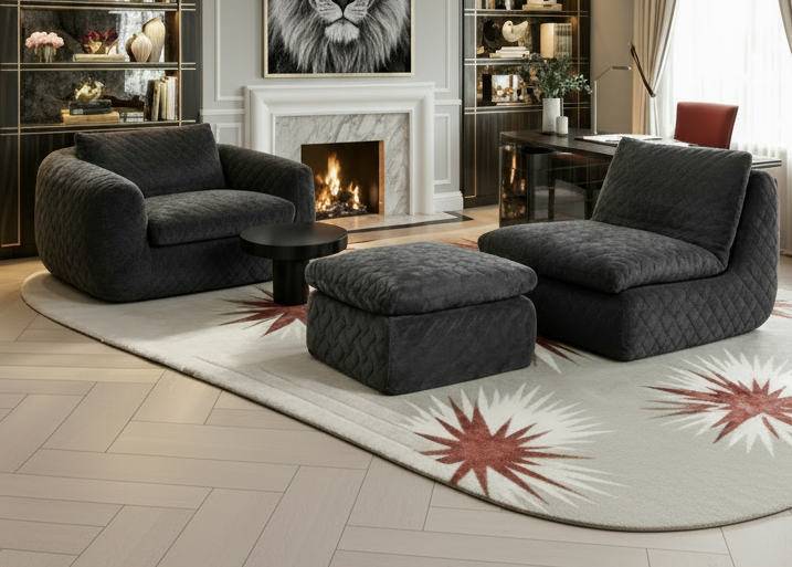 Full Compression Swivel Sofa Chair with Ottoman, Memory Foam, 360° Swivel, Ergonomic Design