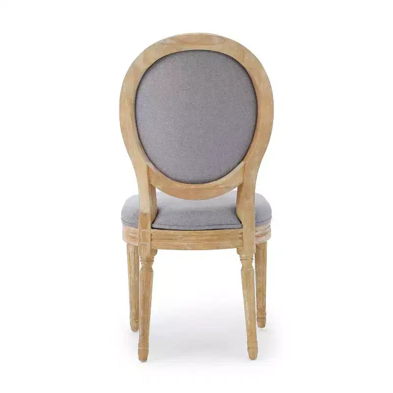 Set of 2 Traditional Upholstered Dining Chairs with King Louis Back and Rubberwood Frame