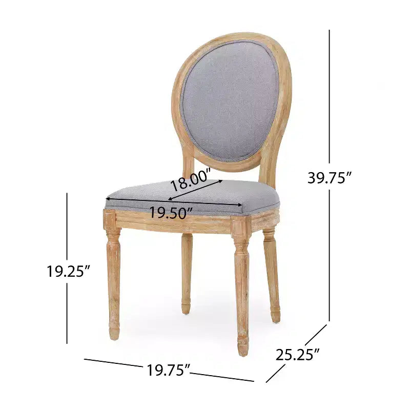 Set of 2 Traditional Upholstered Dining Chairs with King Louis Back and Rubberwood Frame
