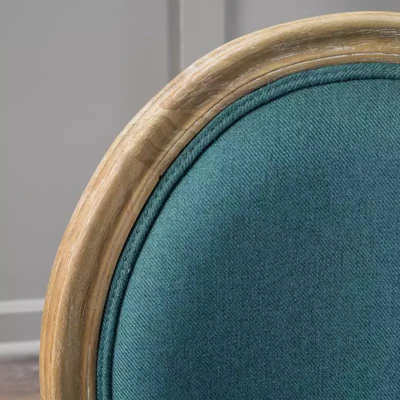 Set of 2 Traditional Upholstered Dining Chairs with King Louis Back and Rubberwood Frame
