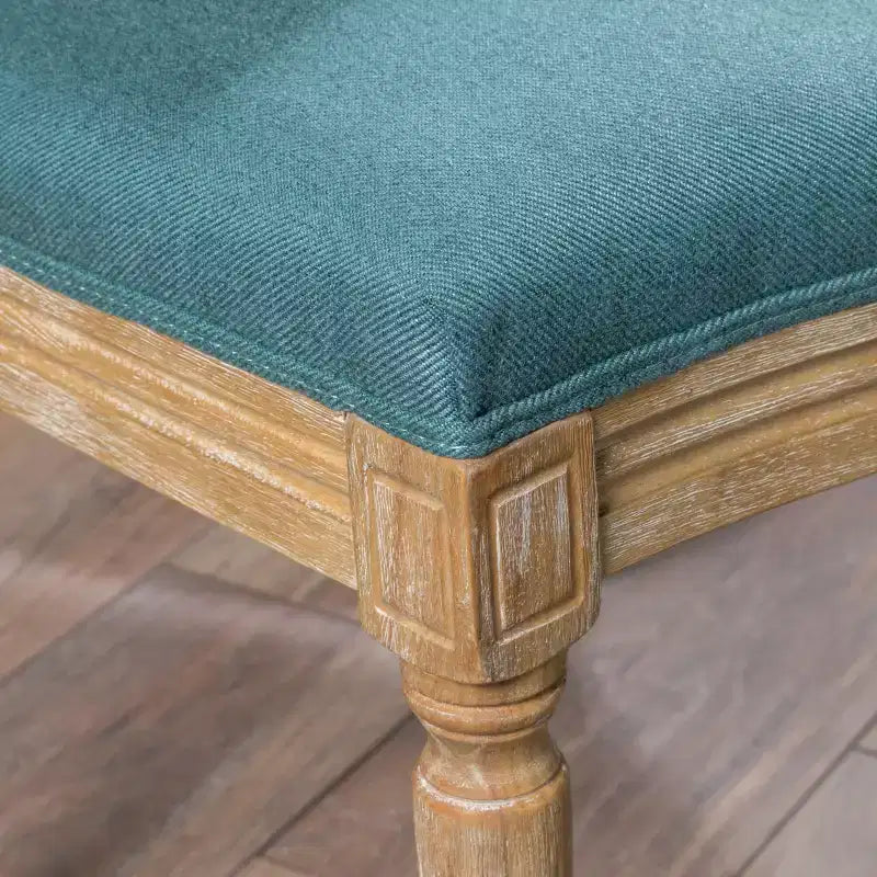 Set of 2 Traditional Upholstered Dining Chairs with King Louis Back and Rubberwood Frame