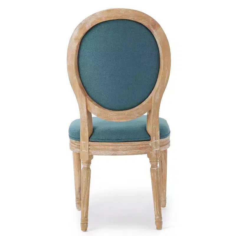 Set of 2 Traditional Upholstered Dining Chairs with King Louis Back and Rubberwood Frame