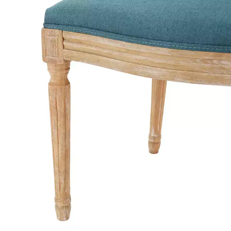 Set of 2 Traditional Upholstered Dining Chairs with King Louis Back and Rubberwood Frame