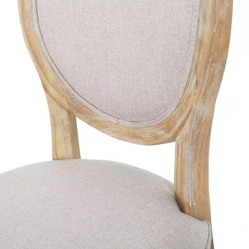 Set of 2 Traditional Upholstered Dining Chairs with King Louis Back and Rubberwood Frame