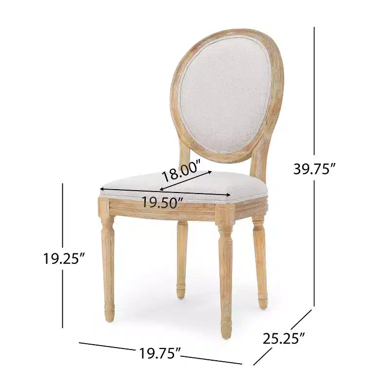 Set of 2 Traditional Upholstered Dining Chairs with King Louis Back and Rubberwood Frame