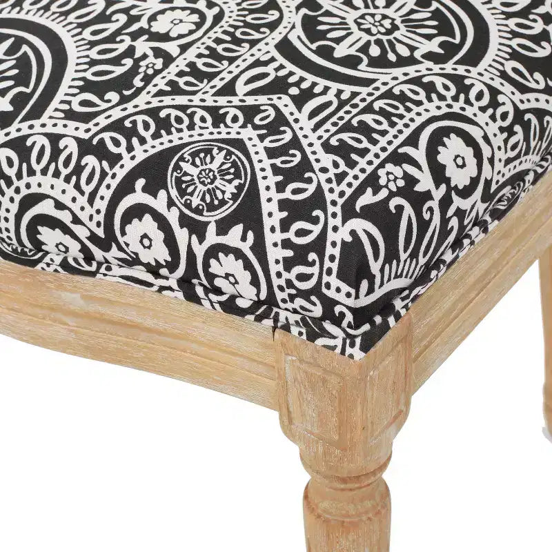 Set of 2 Traditional Upholstered Dining Chairs with King Louis Back and Rubberwood Frame
