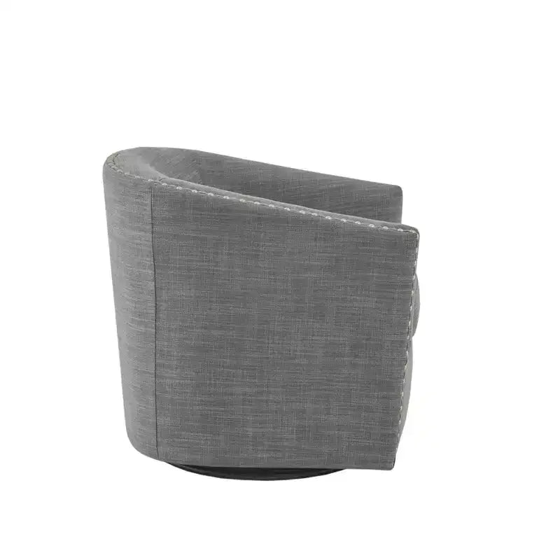 Swivel Lounge Chair with High-Density Foam Cushion and Bronze Nailhead Trim