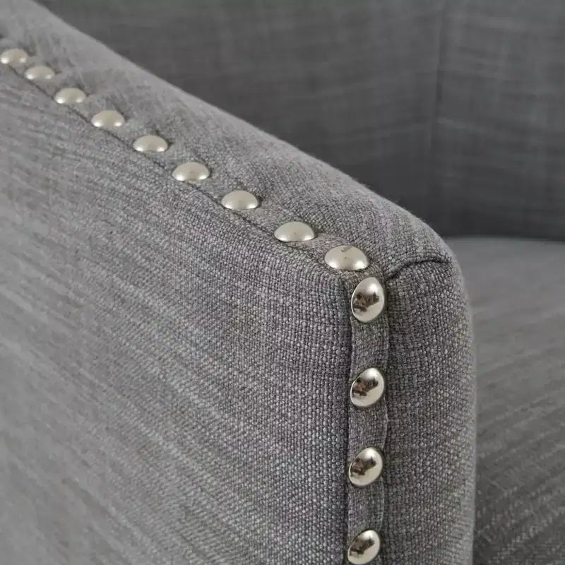Swivel Lounge Chair with High-Density Foam Cushion and Bronze Nailhead Trim