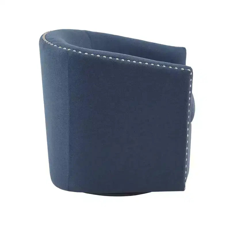 Swivel Lounge Chair with High-Density Foam Cushion and Bronze Nailhead Trim