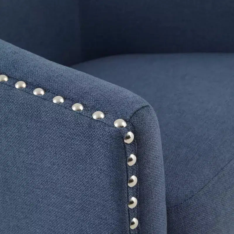 Swivel Lounge Chair with High-Density Foam Cushion and Bronze Nailhead Trim