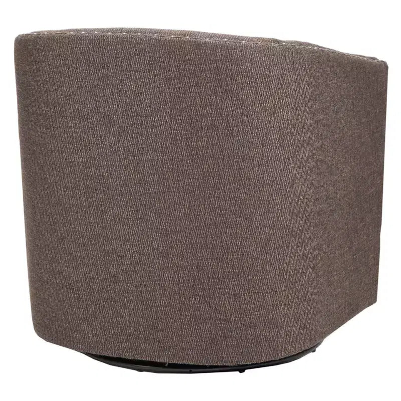 Swivel Lounge Chair with High-Density Foam Cushion and Bronze Nailhead Trim