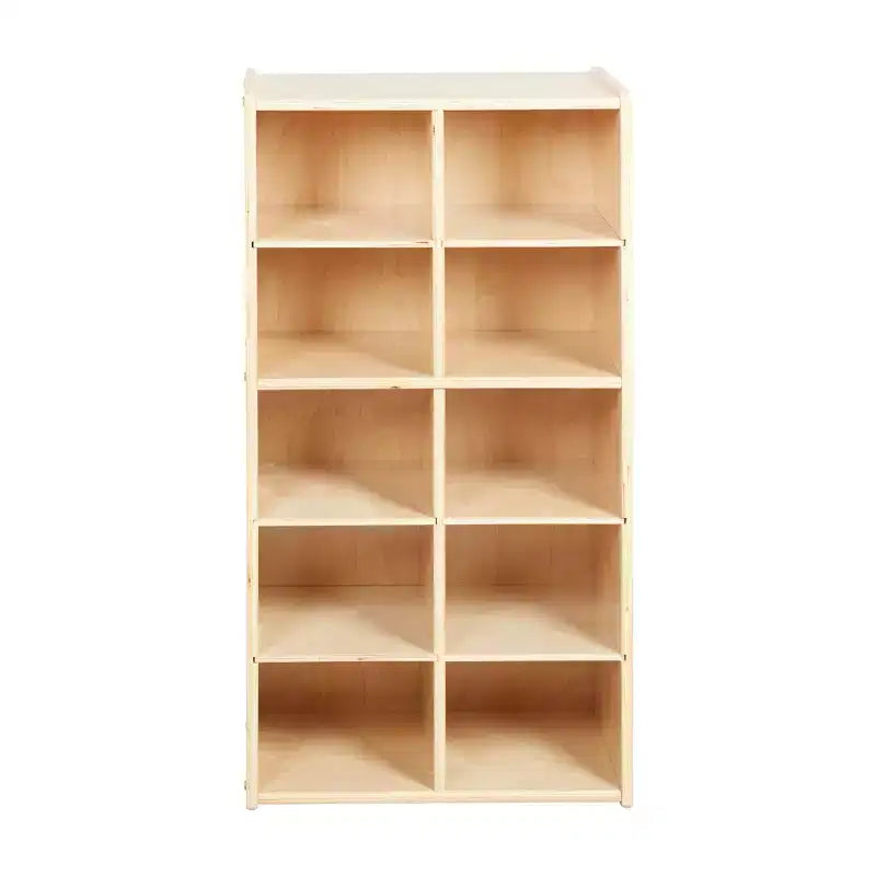10-Cubby Tray Cabinet with 10 Scoop Front Storage Bins, 5x2, Kids Furniture