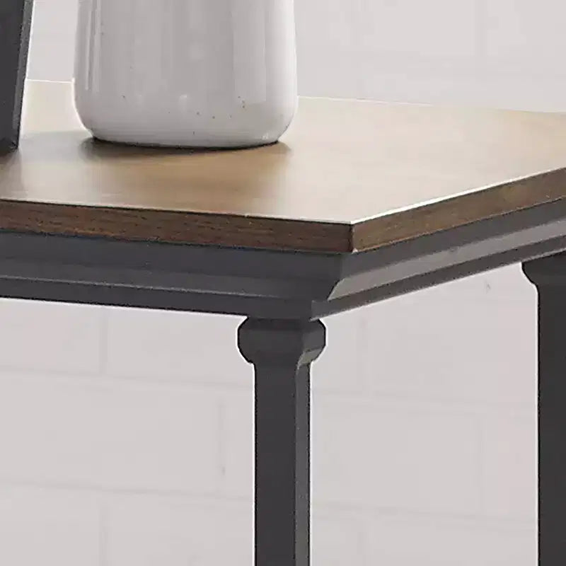 Shelf Base End Table with Open Storage, Square, Blue & Black, 23.63"