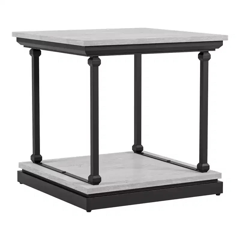 Shelf Base End Table with Open Storage, Square, Blue & Black, 23.63"