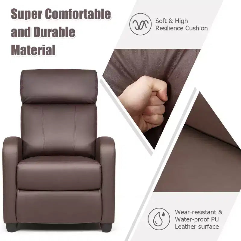 Recliner Massage Chair, Ergonomic Adjustable Single Sofa with Padded Seat – Black/Brown/Gray