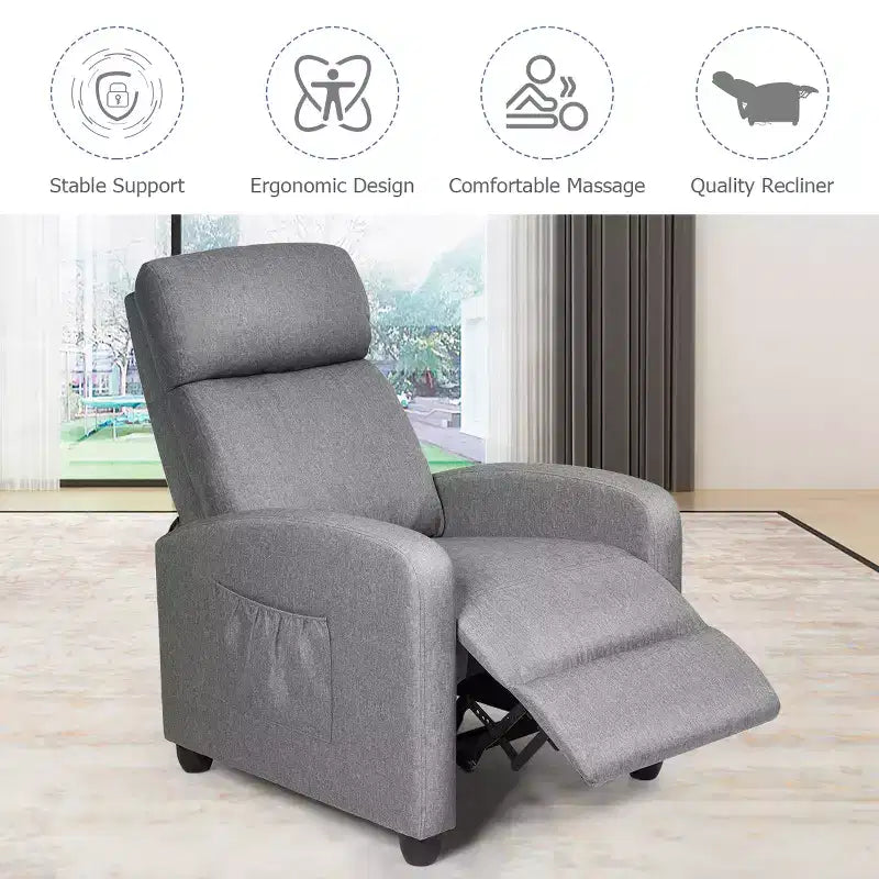 Recliner Massage Chair, Ergonomic Adjustable Single Sofa with Padded Seat – Black/Brown/Gray