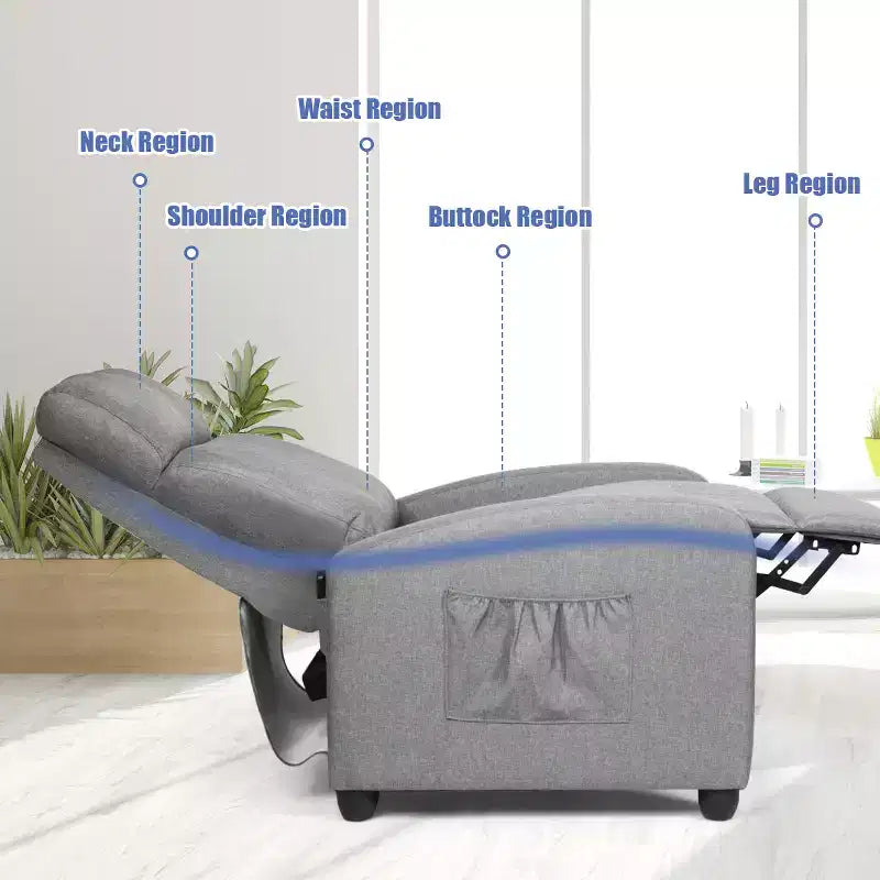 Recliner Massage Chair, Ergonomic Adjustable Single Sofa with Padded Seat – Black/Brown/Gray