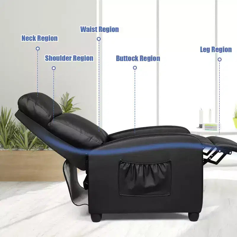 Recliner Massage Chair, Ergonomic Adjustable Single Sofa with Padded Seat – Black/Brown/Gray