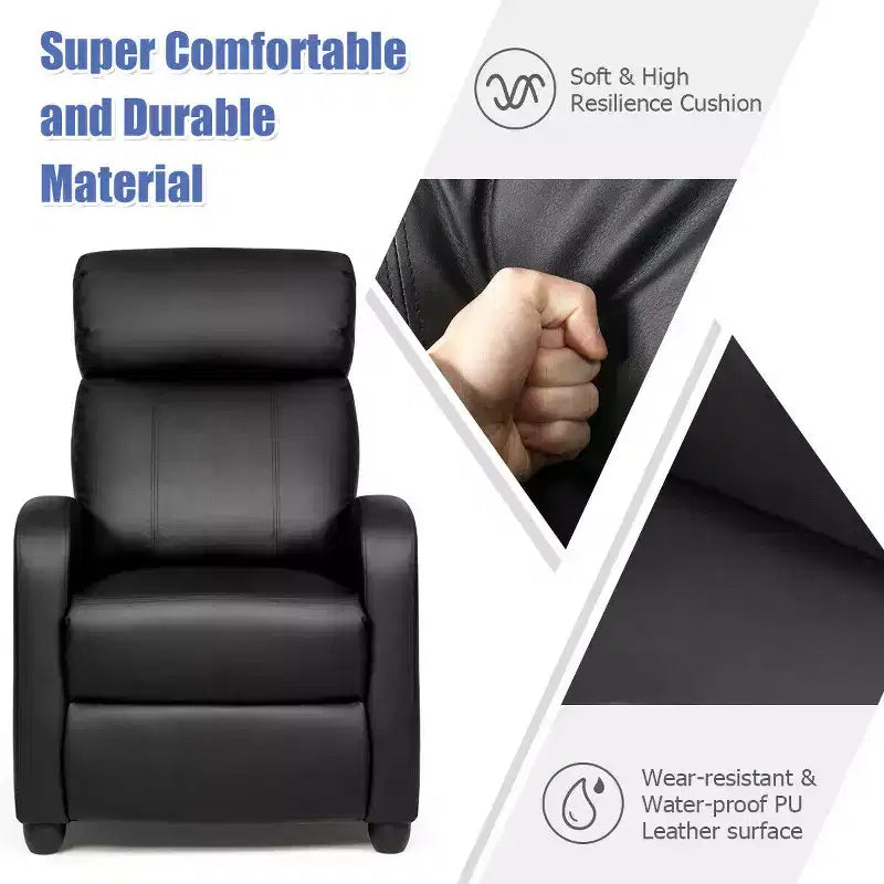 Recliner Massage Chair, Ergonomic Adjustable Single Sofa with Padded Seat – Black/Brown/Gray