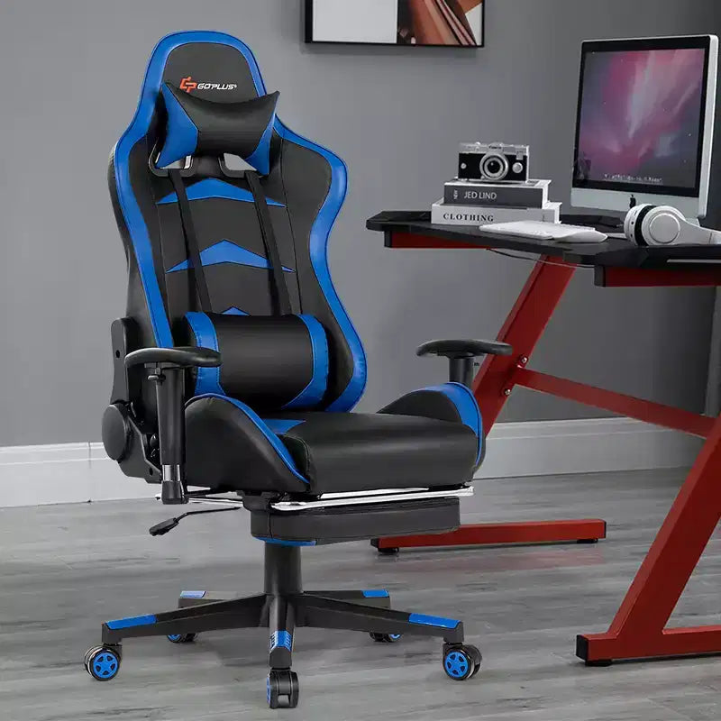 Massage Gaming Chair, Reclining Swivel Racing Office Chair with Footrest