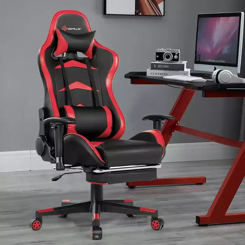 Massage Gaming Chair, Reclining Swivel Racing Office Chair with Footrest