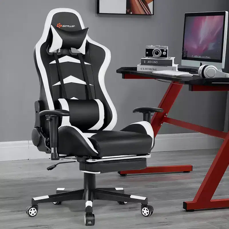 Massage Gaming Chair, Reclining Swivel Racing Office Chair with Footrest