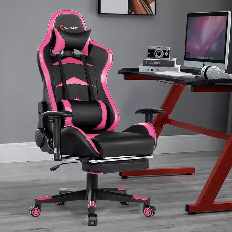 Massage Gaming Chair, Reclining Swivel Racing Office Chair with Footrest