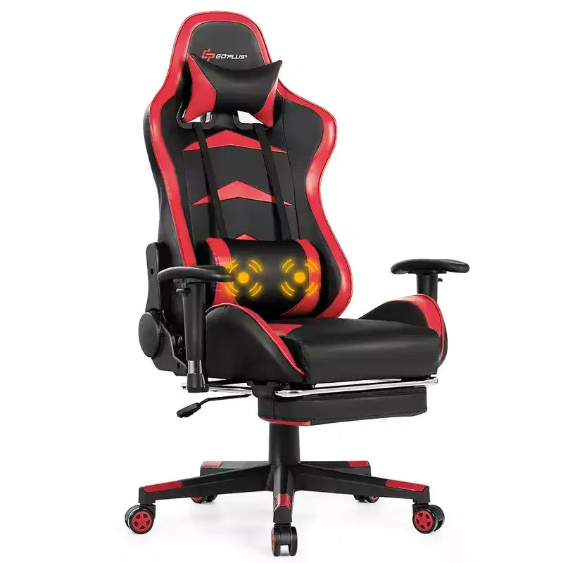 Massage Gaming Chair, Reclining Swivel Racing Office Chair with Footrest